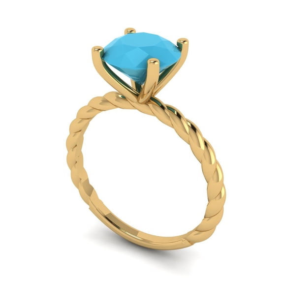 1.0ct Cushion Cut Blue Natural Swiss Blue Topaz 18k Pink Rose Gold Engraving Statement Bridal Wedding Designer Ring Size 3.75