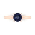 thumbnail image 1 of 1.0ct Cushion Cut Blue Sapphire 18k Pink Rose Gold Engraving Statement Bridal Wedding Solitaire Designer Ring Size 4, 1 of 5