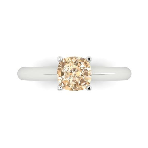 Clara Pucci 14K White Gold 1ct Morganite Solitaire Ring for Women