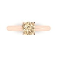 thumbnail image 1 of 1.0ct Cushion Cut Brown Natural Morganite 18k Pink Rose Gold Engraving Statement Bridal Wedding Solitaire Designer Ring Size 4, 1 of 5