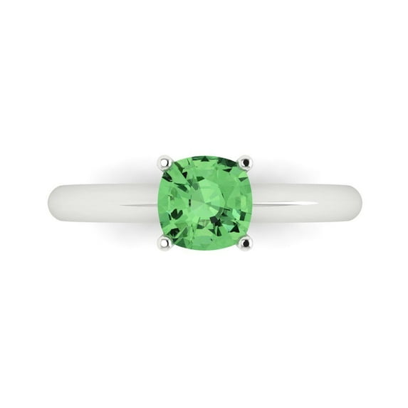 Clara Pucci 14K White Gold 1ct Green Solitaire Ring for Women