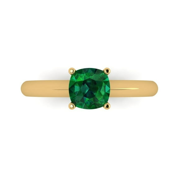 Clara Pucci 14K Yellow Gold 1ct Emerald Solitaire Ring for Women