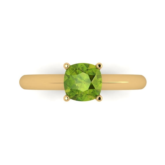 Clara Pucci 14K Yellow Gold 1ct Peridot Solitaire Ring for Women