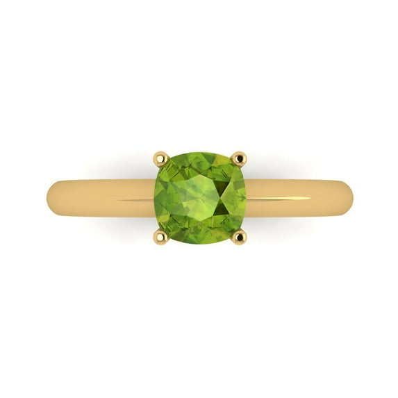 Clara Pucci 14K Yellow Gold 1ct Peridot Solitaire Ring for Women