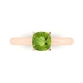 thumbnail image 1 of 1.0ct Cushion Cut Green Natural Peridot 18k Pink Rose Gold Engraving Statement Bridal Wedding Solitaire Designer Ring Size 10, 1 of 5