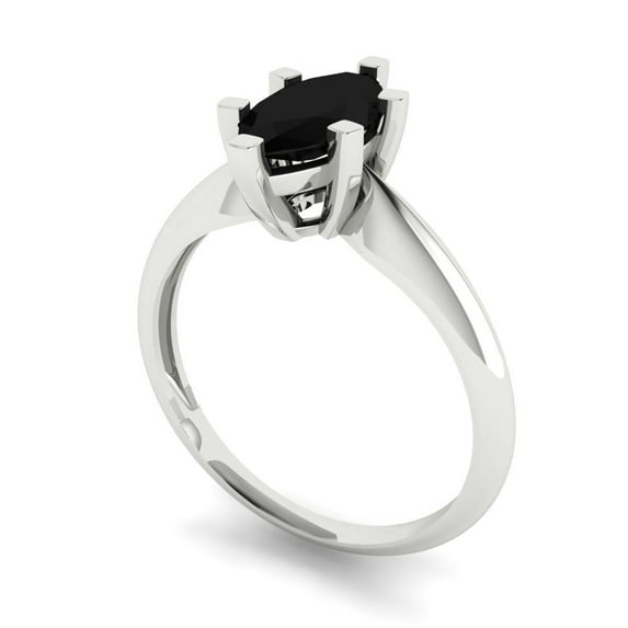 1.0ct Cushion Cut White Sapphire 18k Pink Rose Gold Engraving Statement Bridal Wedding Solitaire Designer Ring Size 7.5