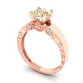 thumbnail image 1 of 1.0ct Cushion Cut White Sapphire 18k Pink Rose Gold Engraving Statement Bridal Wedding Solitaire Designer Ring Size 8.25, 1 of 7
