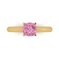 thumbnail image 1 of 1.0ct Cushion Cut Pink Crystal 18k Yellow Gold Engraving Statement Bridal Wedding Solitaire Designer Ring Size 5.5, 1 of 1