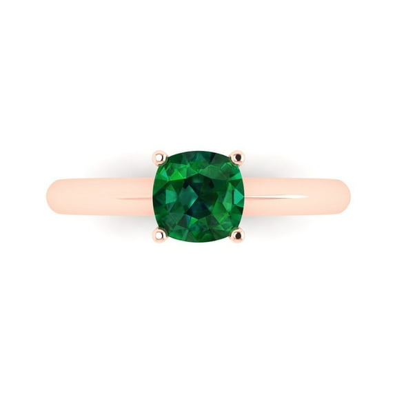 1 tcw Simulated Emerald Cocktail Fashion Ring for Women, 18K Rose Gold
