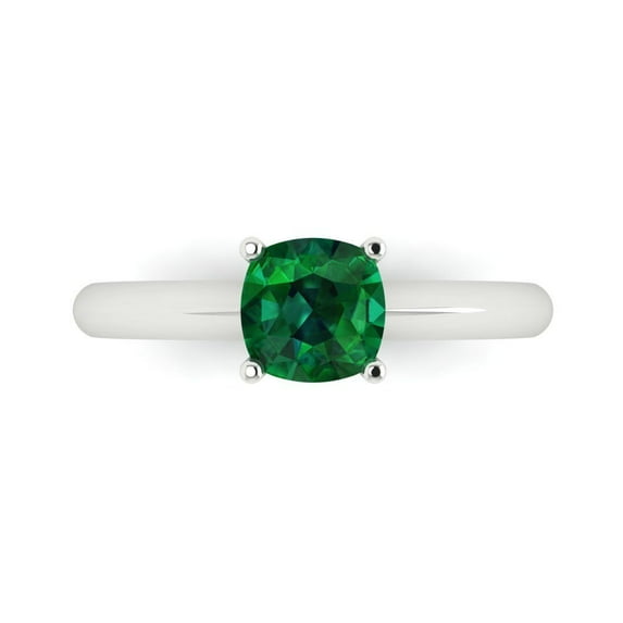 1 tcw Simulated Emerald Cocktail Fashion Ring for Women, 18K White Gold