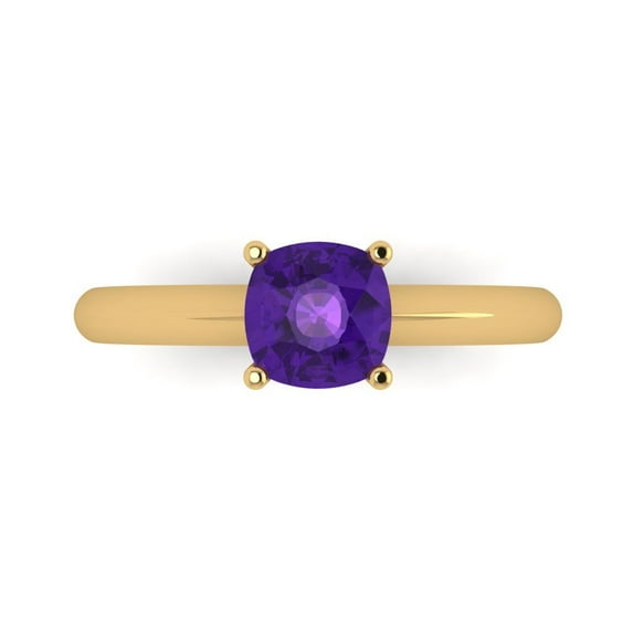Clara Pucci 14K Yellow Gold 1ct Amethyst Solitaire Ring for Women