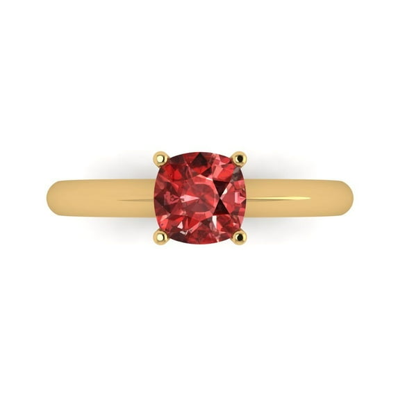 Clara Pucci 14K Yellow Gold 1ct Garnet Solitaire Ring for Women