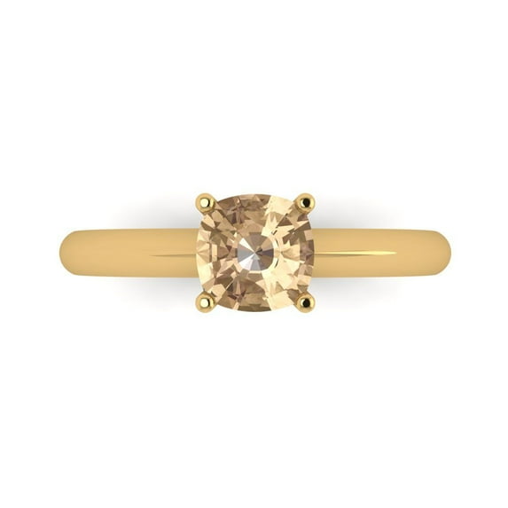 Clara Pucci 14K Yellow Gold 1ct YellowMoissanite Solitaire Ring for Women