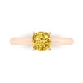 thumbnail image 1 of 1.0ct Cushion Cut Yellow Natural Citrine 18k Pink Rose Gold Engraving Statement Bridal Wedding Solitaire Designer Ring Size 4, 1 of 5