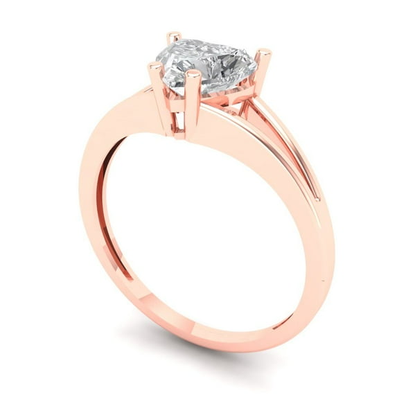 1 ct Heart Cut White Sapphire Solitaire Engagement Ring for Women in 14K Rose Gold