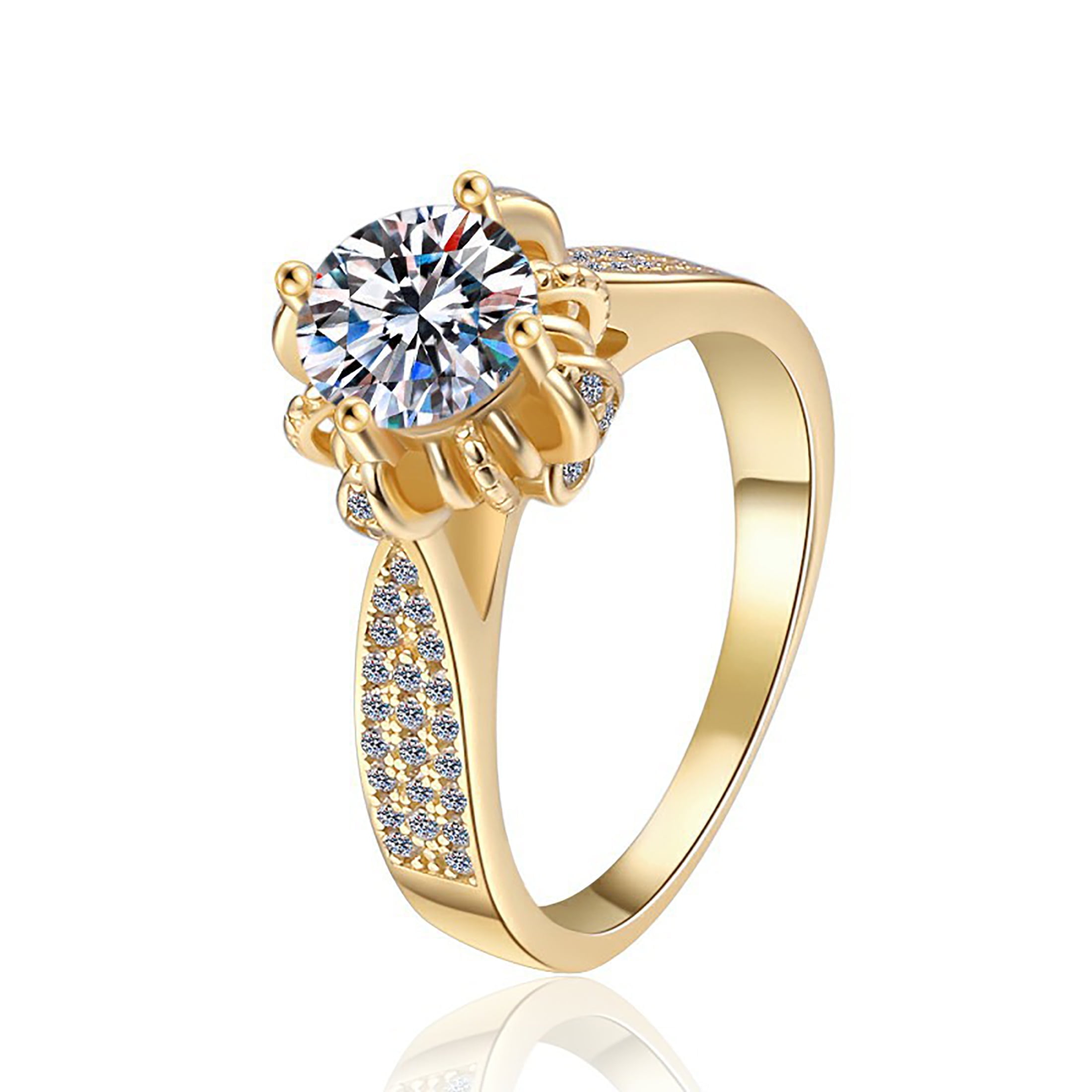 1.0ct Moissanite Diamond Petal Engagement Ring for Women D Colour Sparkling Halo Lover Genuine Moissanite Wedding Promise Four-claw Flower Shape Group Diamond Bridal Jewelry