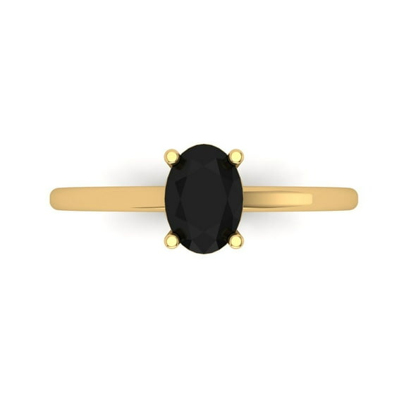 Clara Pucci 14K Yellow Gold 1ct Onyx Solitaire Ring for Women