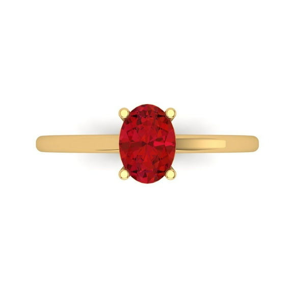 1 ct Oval Cut Simulated Pink Tourmaline Solitaire Engagement Ring for Women in 18K Yellow Gold