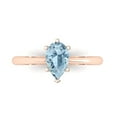 thumbnail image 1 of 1.0ct Pear Cut Blue Natural Aquamarine 14k Pink Rose Gold Engraving Statement Bridal Wedding Solitaire Designer Ring Size 4, 1 of 5