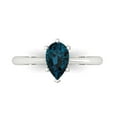 thumbnail image 1 of 1.0ct Pear Cut Blue Natural London Blue Topaz 18k White Gold Engraving Statement Bridal Wedding Solitaire Designer Ring Size 8, 1 of 5