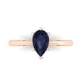 thumbnail image 1 of 1.0ct Pear Cut Blue Sapphire 18k Pink Rose Gold Engraving Statement Bridal Wedding Solitaire Designer Ring Size 4.5, 1 of 5