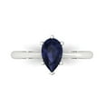 thumbnail image 1 of 1.0ct Pear Cut Blue Sapphire 18k White Gold Engraving Statement Bridal Wedding Solitaire Designer Ring Size 11, 1 of 5