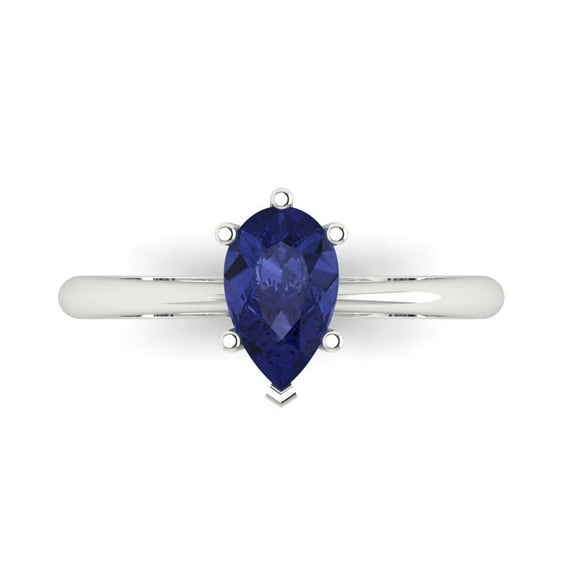 Clara Pucci 14K White Gold 1ct Tanzanite Solitaire Ring for Women