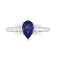 thumbnail image 1 of 1.0ct Pear Cut Blue Tanzanite 18k White Gold Engraving Statement Bridal Wedding Solitaire Designer Ring Size 6.5, 1 of 5