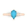 thumbnail image 1 of 1.0ct Pear Cut Blue Turquoise 18k Pink Rose Gold Engraving Statement Bridal Wedding Solitaire Designer Ring Size 10, 1 of 5