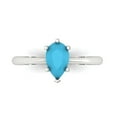 thumbnail image 1 of 1.0ct Pear Cut Blue Turquoise 18k White Gold Engraving Statement Bridal Wedding Solitaire Designer Ring Size 5, 1 of 5