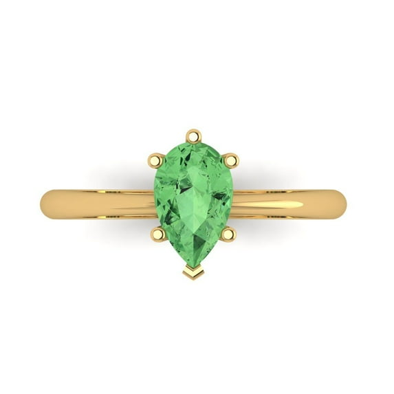 Clara Pucci 14K Yellow Gold 1ct Green Solitaire Ring for Women