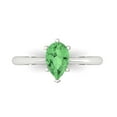 thumbnail image 1 of 1.0ct Pear Cut Green Crystal 18k White Gold Engraving Statement Bridal Wedding Solitaire Designer Ring Size 9.5, 1 of 5