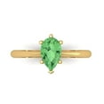 thumbnail image 1 of 1.0ct Pear Cut Green Crystal 18k Yellow Gold Engraving Statement Bridal Wedding Solitaire Designer Ring Size 4, 1 of 5