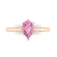 thumbnail image 1 of 1.0ct Pear Cut Pink Crystal 18k Pink Rose Gold Engraving Statement Bridal Wedding Solitaire Designer Ring Size 9, 1 of 5