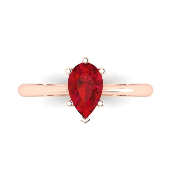 Clara Pucci 14K Rose Gold 1ct Tourmaline Solitaire Ring for Women