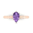 thumbnail image 1 of 1.0ct Pear Cut Purple Alexandrite 18k Pink Rose Gold Engraving Statement Bridal Wedding Solitaire Designer Ring Size 6, 1 of 5