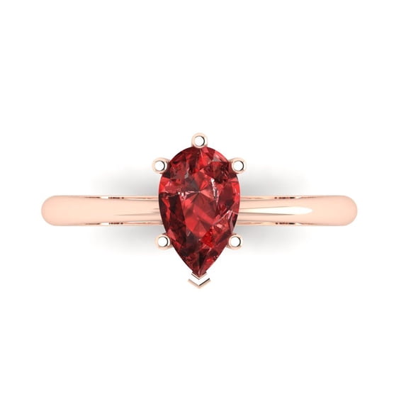 Clara Pucci 14K Rose Gold 1ct Garnet Solitaire Ring for Women