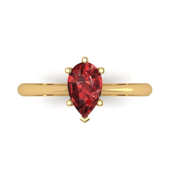 Clara Pucci 14K Yellow Gold 1ct Garnet Solitaire Ring for Women