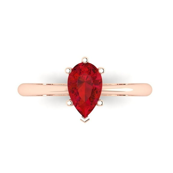 Clara Pucci 14K Rose Gold 1ct Ruby Solitaire Ring for Women