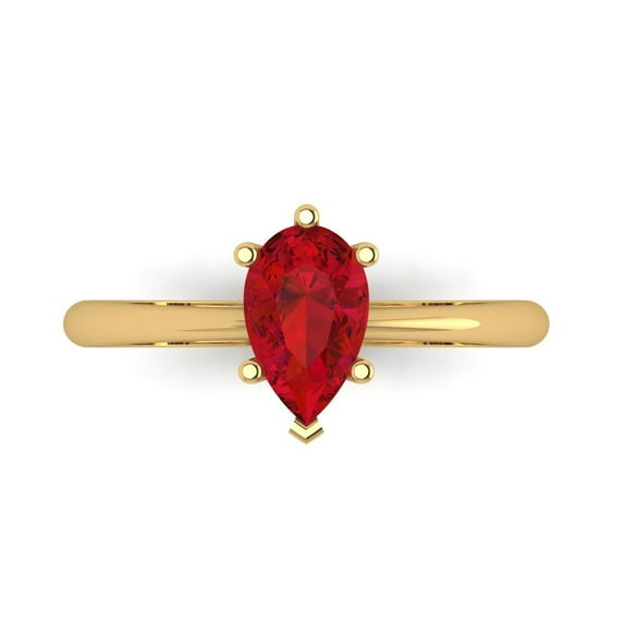 Clara Pucci 14K Yellow Gold 1ct Ruby Solitaire Ring for Women