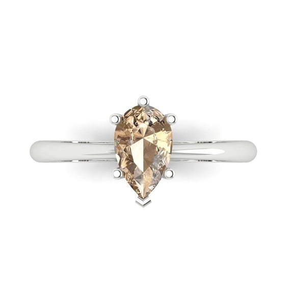 Clara Pucci 14K White Gold 1ct YellowMoissanite Solitaire Ring for Women