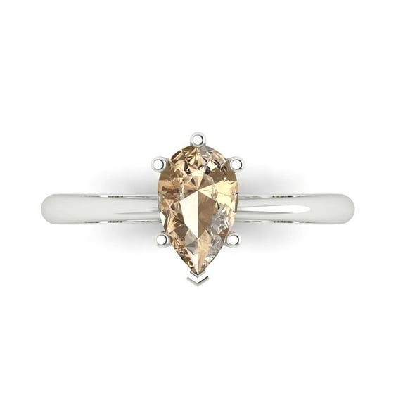 Clara Pucci 14K White Gold 1ct YellowMoissanite Solitaire Ring for Women