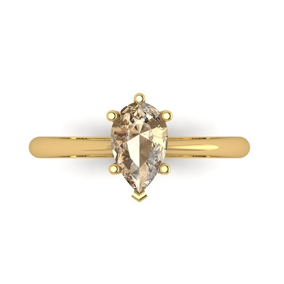 Clara Pucci 14K Yellow Gold 1ct YellowMoissanite Solitaire Ring for Women