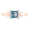 thumbnail image 1 of 1.0ct Princess Cut Blue Moissanite 18k Pink Rose Gold Engraving Statement Bridal Wedding Solitaire Designer Ring Size 5, 1 of 5
