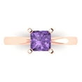 thumbnail image 1 of 1.0ct Princess Cut Purple Alexandrite 18k Pink Rose Gold Engraving Statement Bridal Wedding Solitaire Designer Ring Size 7, 1 of 5