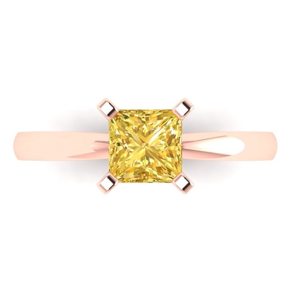 Clara Pucci 14K Rose Gold 1ct Citrine Solitaire Ring for Women