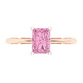 thumbnail image 1 of 1 ct Radiant Cut Simulated Pink Diamond Solitaire Engagement Ring for Women in 18K Rose Gold, 1 of 5