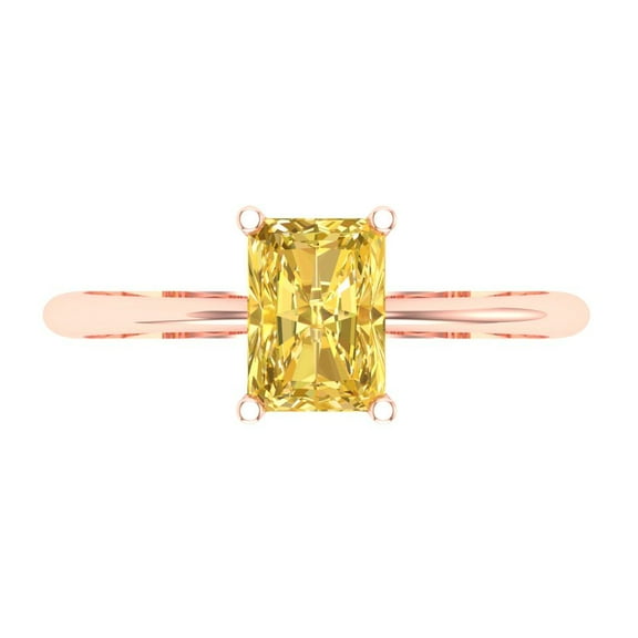 Clara Pucci 14K Rose Gold 1ct Citrine Solitaire Ring for Women