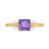 1 ct Asscher Cut Simulated Alexandrite Solitaire 18K Yellow Gold Womens Engagement Ring