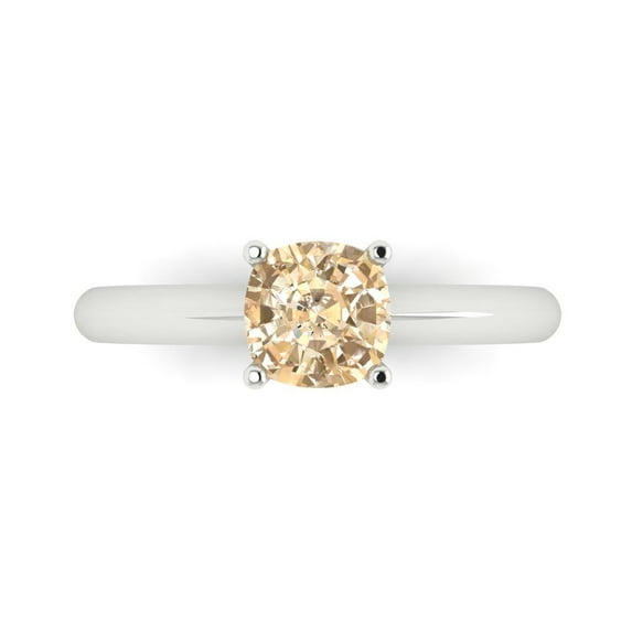 Clara Pucci 14K White Gold Solid Gold Morganite Solitaire Anniversary Ring for Women - 1 cttw Cushion Cut